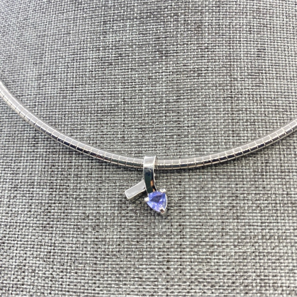 Tanzanite International Safi Kilima Pendant 18” Omega Chain Necklace Icy Blue
